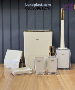 ست سرویس بهداشتی طرح سنگ رنگ وانیلی (2300)