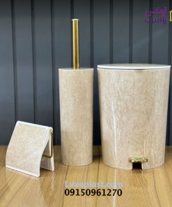 ست سرویس بهداشتی طرح سنگ رنگ وانیلی (2300)