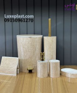 ست سرویس بهداشتی طرح سنگ رنگ وانیلی (2300)