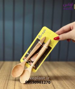 قاشق چوبی بسته 2 عددی با طول 19 سانت 7168