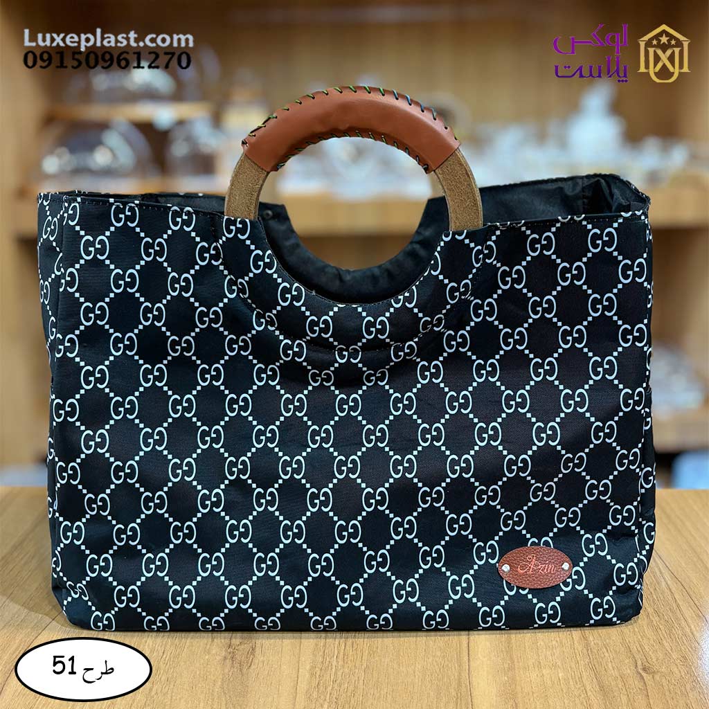 ساک برزنتی دسته چوبی طرحدار (1259)