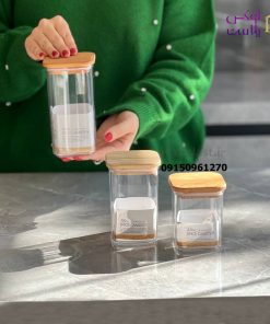 جا ادویه 4گوش سارینا درب چوبی در 3 سایز