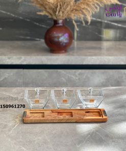 اردوخوری مربع 3 خانه پایه چوبی