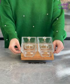 اردوخوری مربع 4 خانه پایه چوبی لیمون کد 2243
