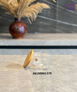 کاسه گرد شار دار درب چوبی