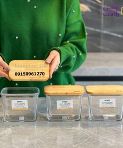 پاسماوری شیشه ای مستطیلی درب چوبی 3 عددی