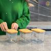پاسماوری شیشه ای مستطیلی درب چوبی 3 عددی