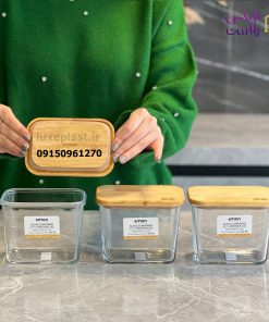 پاسماوری شیشه ای مستطیلی درب چوبی 3 عددی 2188 - تصویر 3