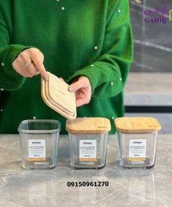 پاسماوری شیشه ای مربع درب چوبی