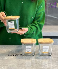 پاسماوری شیشه ای مربع درب چوبی 3 عددی کد 2189 - تصویر 4