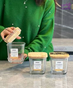 پاسماوری شیشه ای مربع درب چوبی 3 عددی کد 2189 - تصویر 8