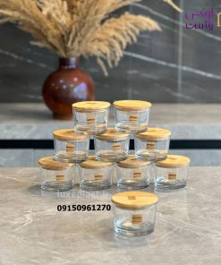 ظرف شیشه گرد 190 میلی درب چوبی تک لیمون کد 2193 - تصویر 3
