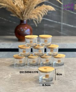 ظرف شیشه گرد 190 میلی درب چوبی تک لیمون کد 2193 - تصویر 6