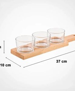 اردوخوری 3 خانه شیشه ای زیر چوبی لیمون