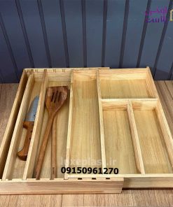 جا قاشقی چوبی داخل کشویی قابل تنظیم لیمون 2343