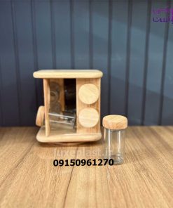 جا ادویه گردان چوبی مربع مدل 8 تایی 2296