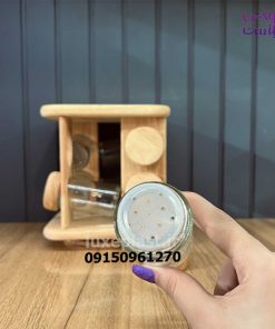 جا ادویه گردان چوبی مربع مدل 8 تایی 2296