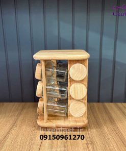 جا ادویه 12تایی گردان مربع چوبی یونیک 2295