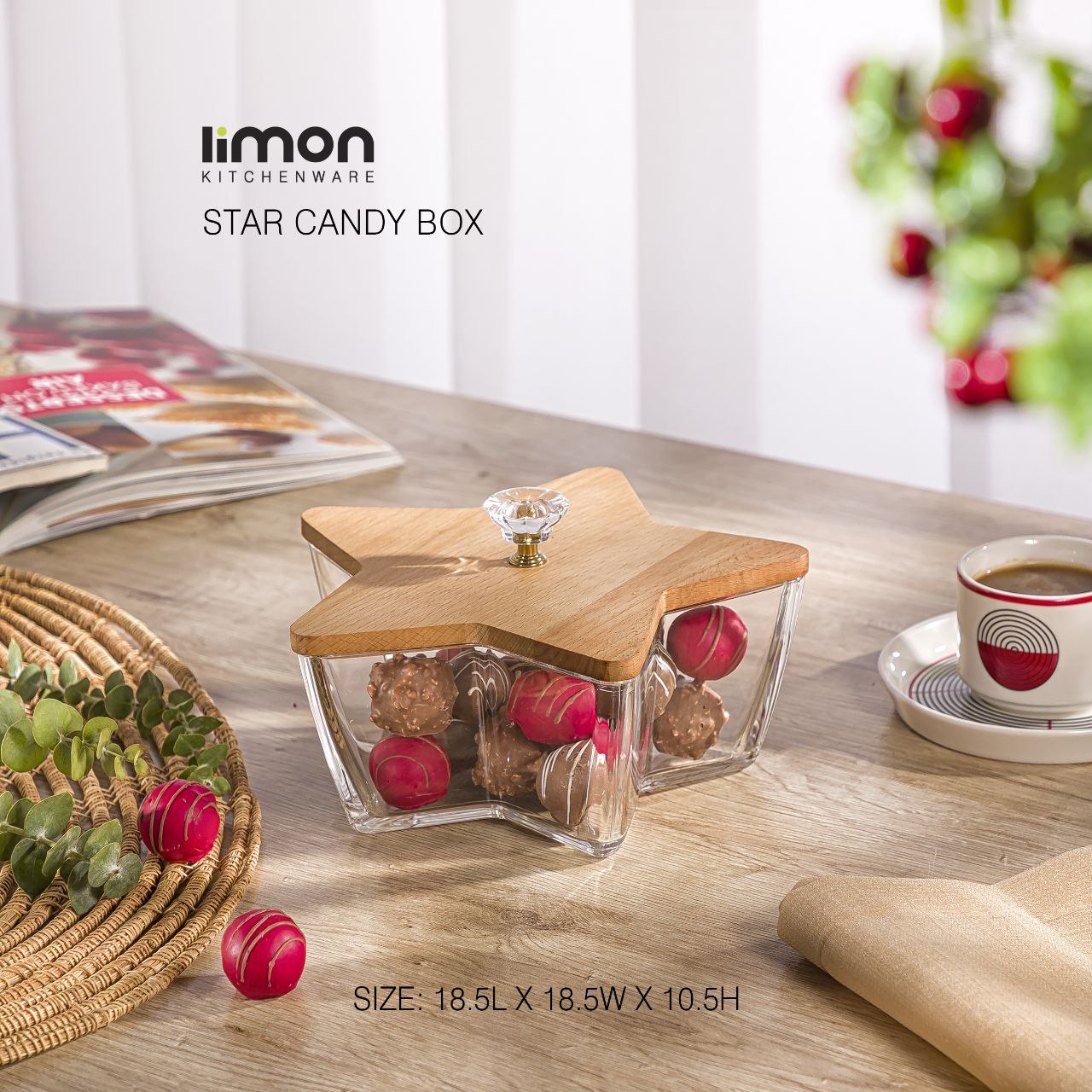 شکلاتخوری مدل ستاره ای درب چوبی لیمون کد 2285