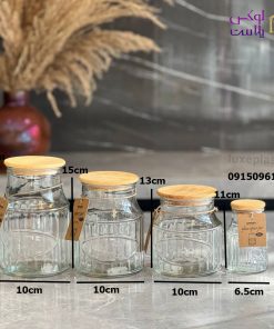 بانکه شیشه ای درب چوبی لیمون در 3 سایز - تصویر 10