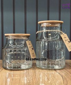 بانکه شیشه ای درب چوبی لیمون