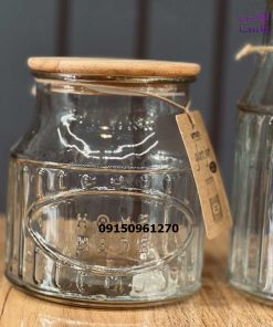 بانکه شیشه ای درب چوبی لیمون