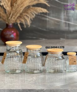بانکه شیشه ای درب چوبی لیمون در 3 سایز - تصویر 13