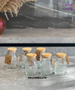 بانکه شیشه ای درب چوبی لیمون