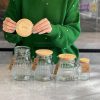 بانکه شیشه ای درب چوبی لیمون