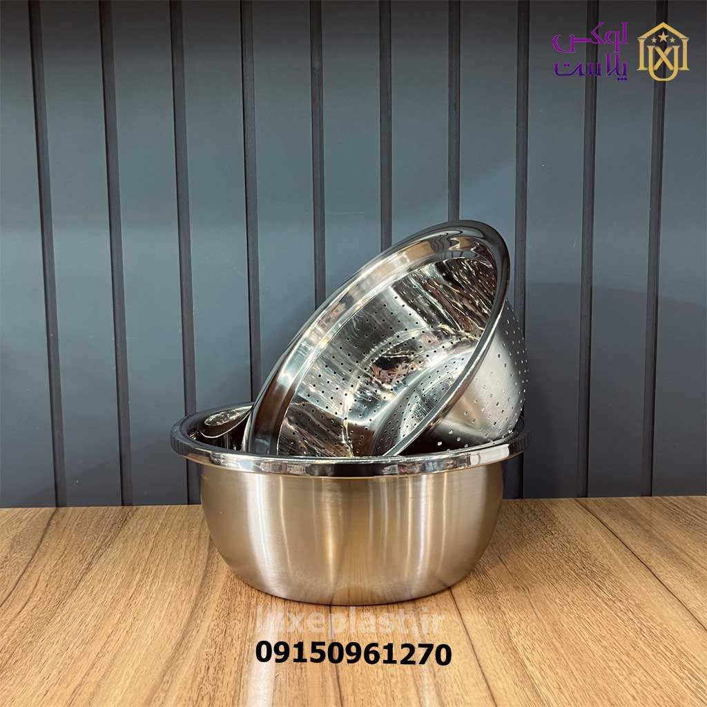 ست ابکش لگن استیل رنده دار