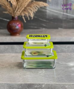 ست ظرف شیشه ای مستطیل شیاردار دربدار لیمون 2100 - تصویر 4