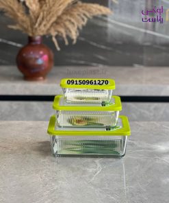 ست ظرف شیشه ای مستطیل شیاردار دربدار لیمون 2100 - تصویر 9