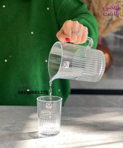 ست پارچ و لیوان شیشه ای شیاردار لیمون