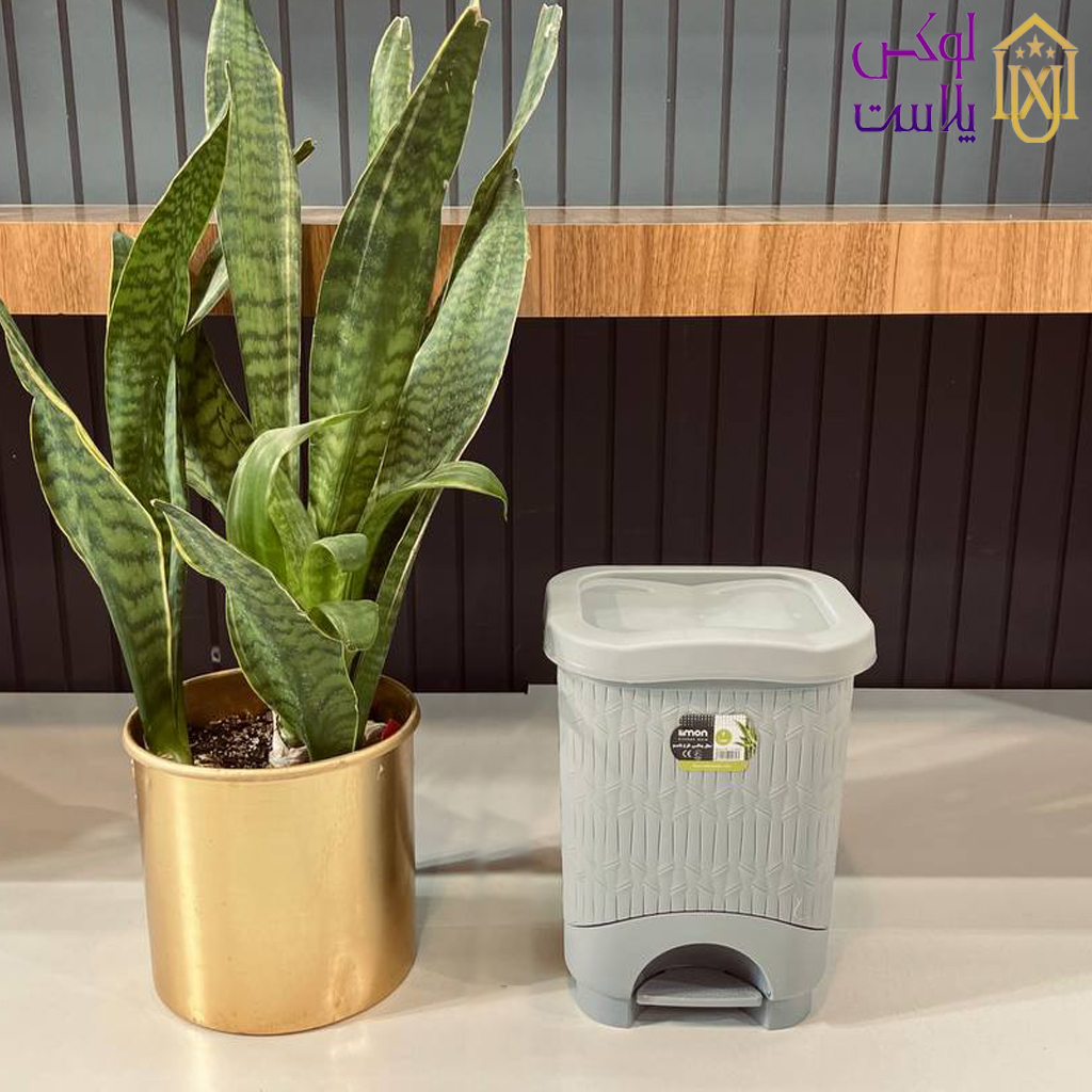 سطل پدالی چهار گوش بامبو 7 لیتر لیمون 1582