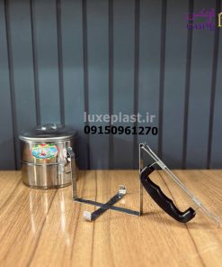 ظرف غذا دو طبقه استیل گرد مدل دسته دار کد 8352 - تصویر 3