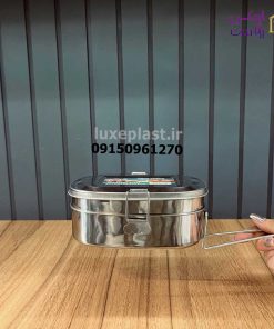 ظرف غذای استیل 2 طبقه مدل گرد و بیضی - تصویر 3
