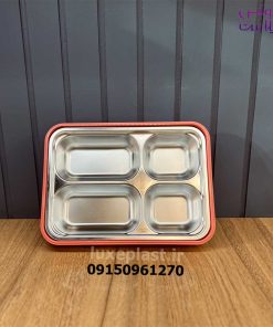 لانچ باکس استیل 4 خانه چاپستیک دار