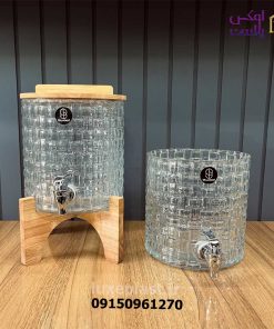 کلمن شیشه ای 2 طبقه حصیری با پایه چوبی 9765 - تصویر 6