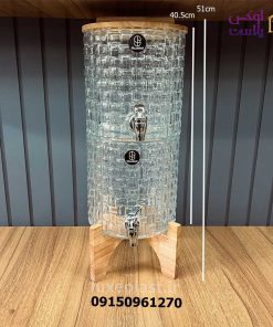 کلمن شیشه ای 2 طبقه حصیری با پایه چوبی 9765 - تصویر 7