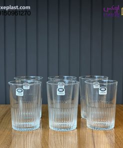لیوان شیشه ای شیاردار 6 عددی لیمون 2216