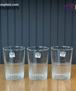 لیوان شیشه ای شیاردار 3 عددی لیمون 2217