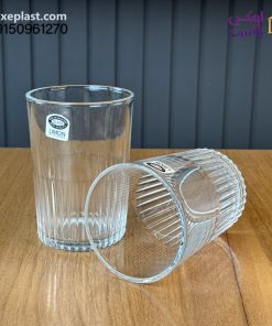 لیوان شیشه ای شیاردار 3 عددی لیمون 2217