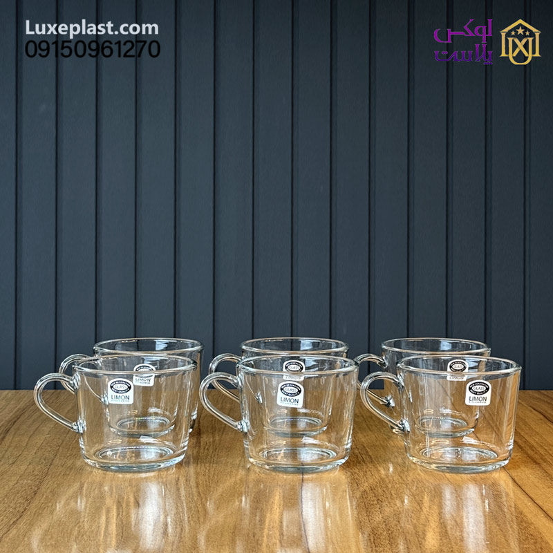 لیوان شیشه ای دسته دار 285 سی سی لیمون کد2282
