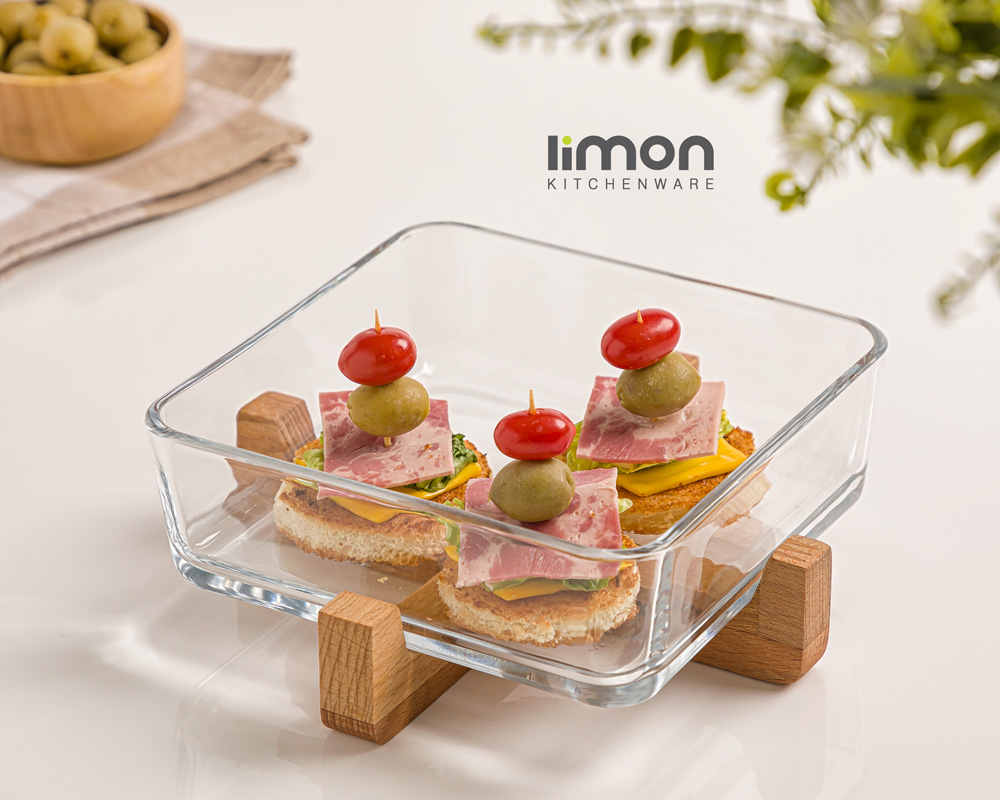 ظرف سرو پایه چوبی لیمون (2163)