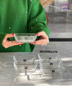پیاله شیشه ای پذیرایی مستطیل 6 عددی لیمون 2091