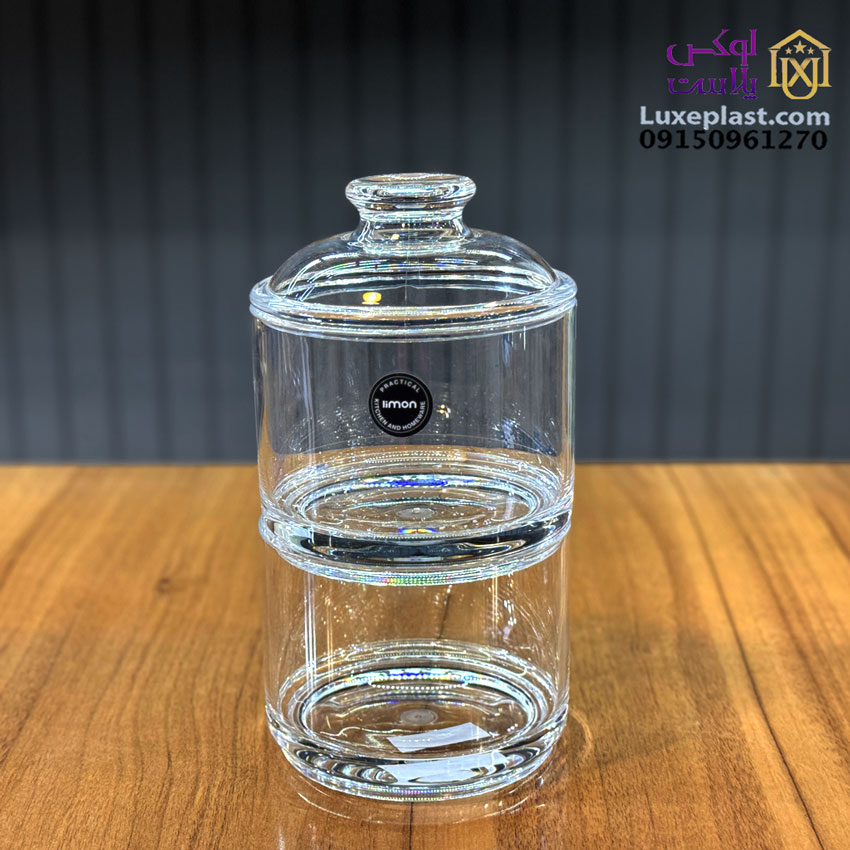 ظرف شکلات خوری دو طبقه اکرولیک لیمون کد 2109