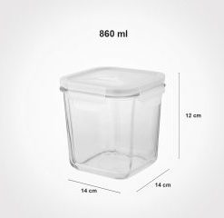 ظرف شیشه ای مربع دربدار 860 میلی لیتر1984