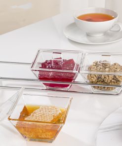 اردوخوری شیشه ای مربع 3 خانه لیمون