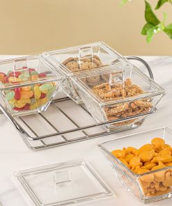 اردوخوری شیشه ای مربع 4 خانه لیمون