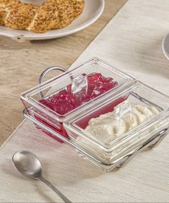 اردوخوری شیشه ای مستطیل 2خانه لیمون